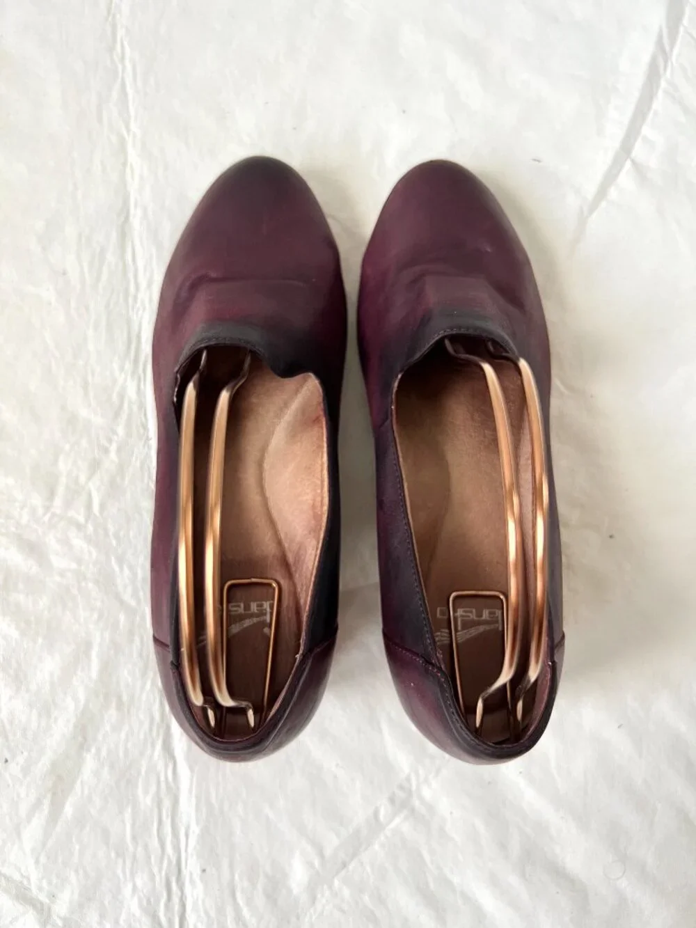 Dansko shoes Preston loafer purple leather brown block heel 38 7.5 8 slip on